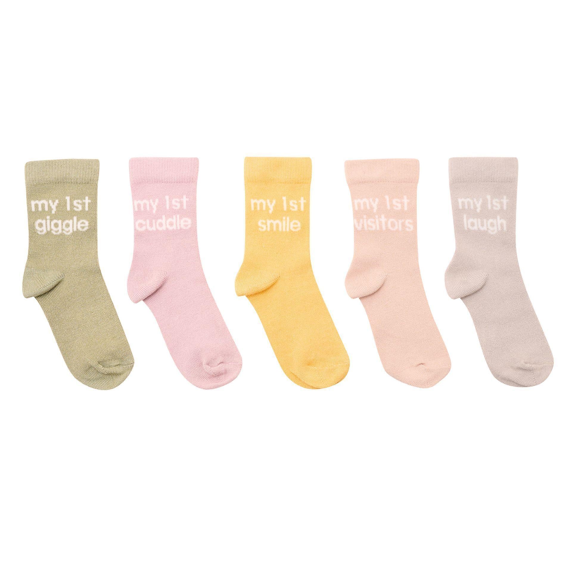 Various - Front - Bambino Socks My First Milestones 0-6M Pack of 5 Pairs