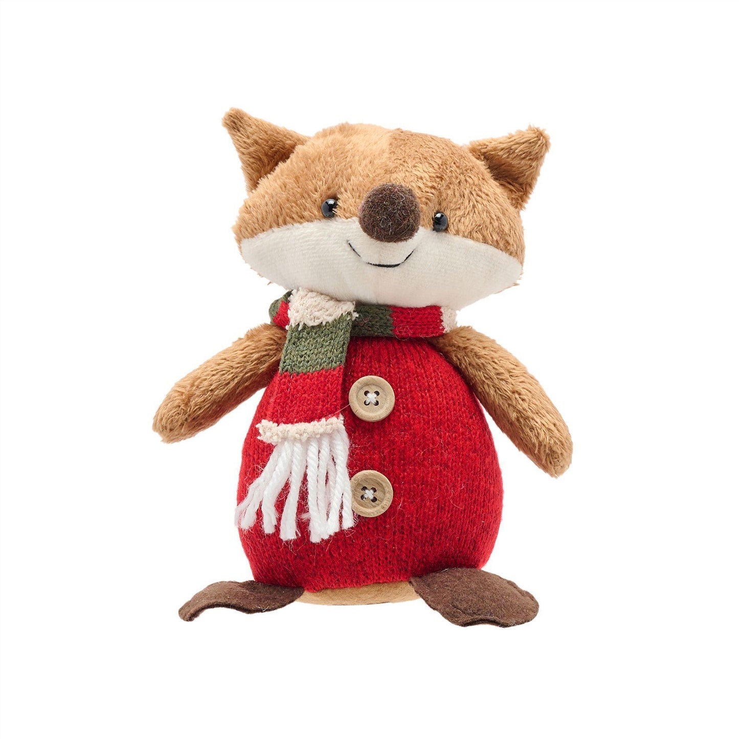 Brown - Back - Country Living Fabric Sitting Foxes Christmas Decoration Set (Pack of 2)