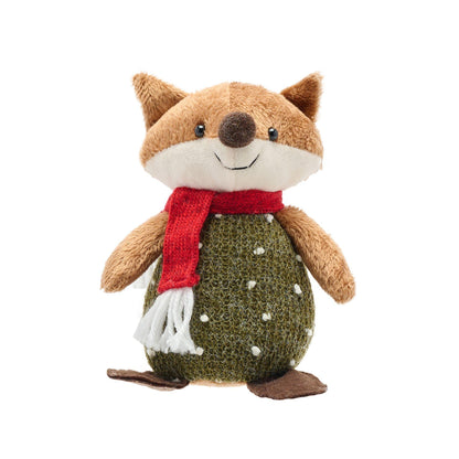Brown - Side - Country Living Fabric Sitting Foxes Christmas Decoration Set (Pack of 2)