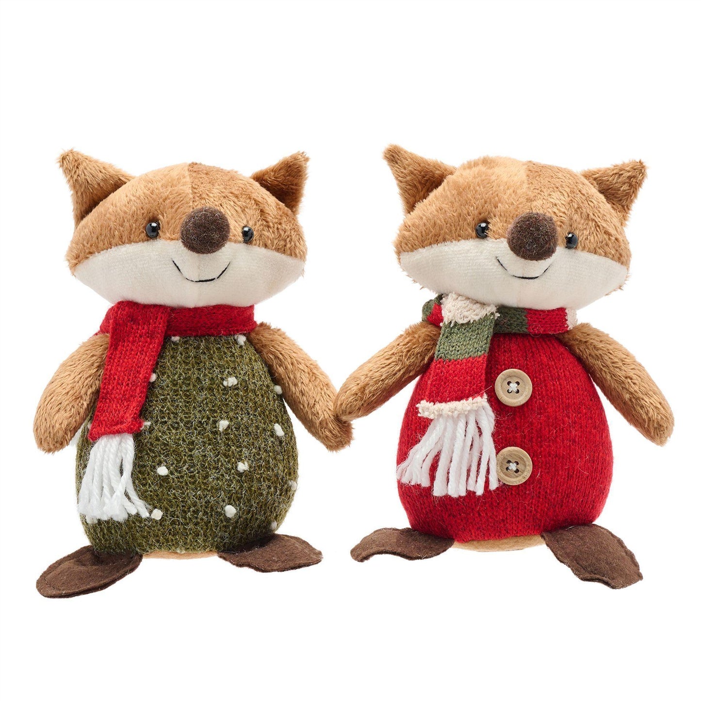 Brown - Front - Country Living Fabric Sitting Foxes Christmas Decoration Set (Pack of 2)