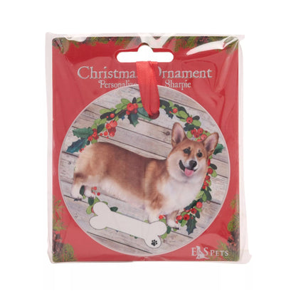 Brown-Green-Red - Back - Best Of Breed Welsh Corgi Wreath Christmas Hanging Decoration