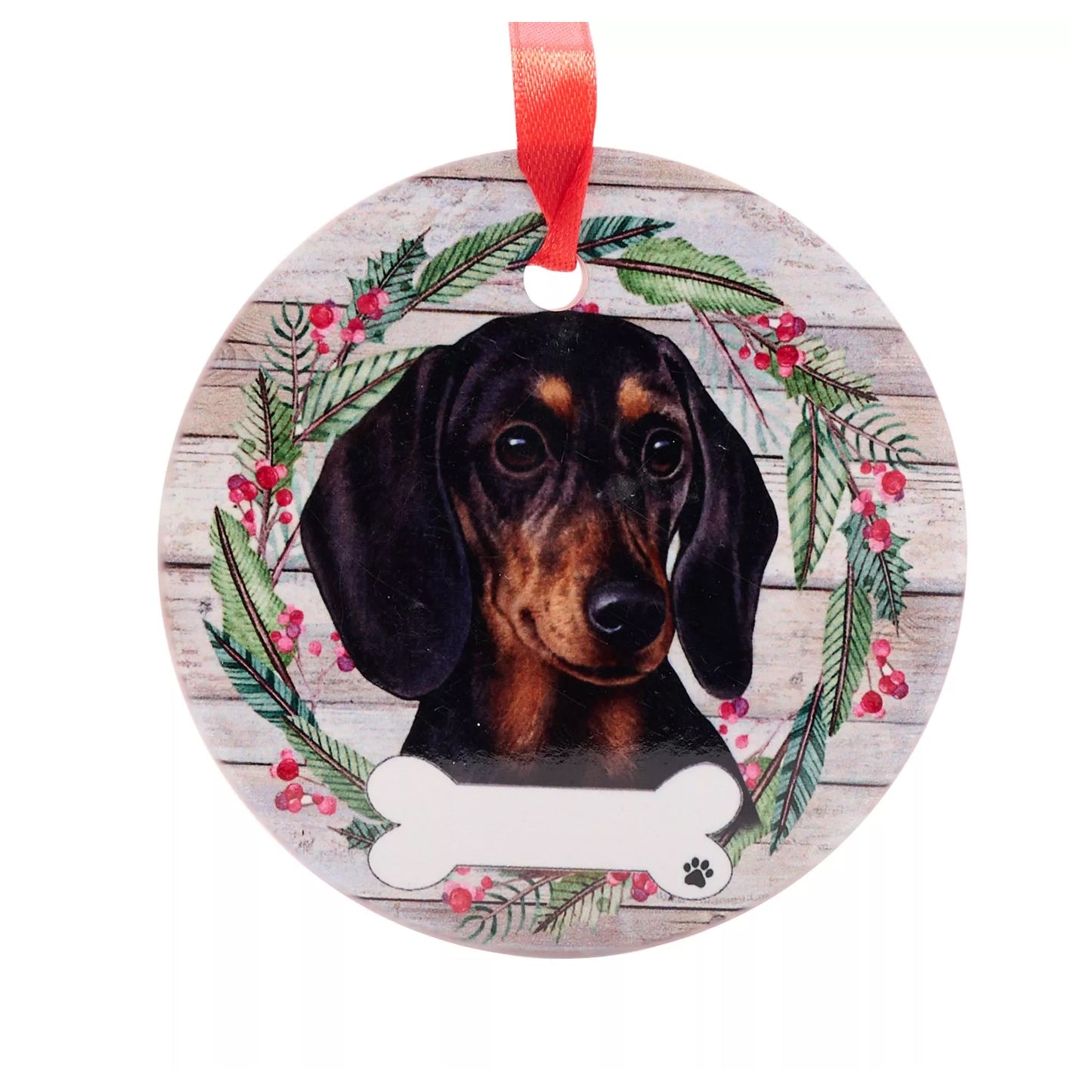 Black - Front - Best Of Breed Dachshund Wreath Christmas Hanging Decoration