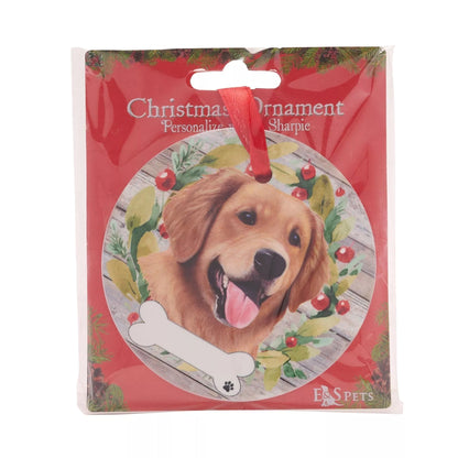 Brown-Green-Red - Back - Best Of Breed Golden Retriever Wreath Christmas Hanging Decoration