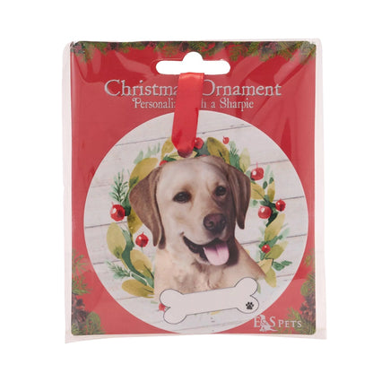 White-Yellow-Green - Back - Best Of Breed Yellow Labrador Wreath Christmas Hanging Decoration