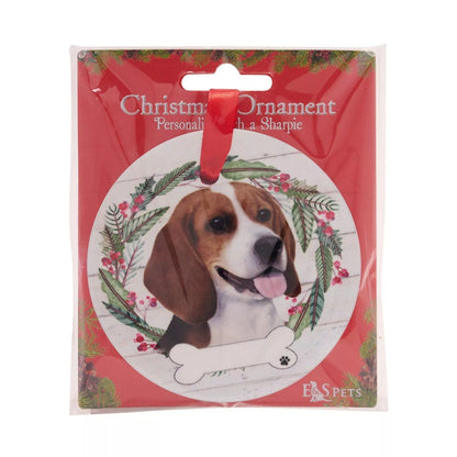 White-Brown-Green - Back - Best Of Breed Beagle Wreath Christmas Hanging Decoration