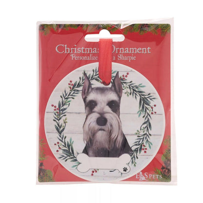 White-Grey-Dark Brown - Back - Best Of Breed Schnauzer Wreath Christmas Hanging Decoration
