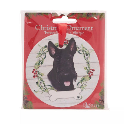 White-Black-Green - Back - Best Of Breed Scottish Terrier Wreath Christmas Hanging Decoration