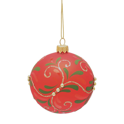 Red - Front - The Seasonal Gift Co. Glass Mistletoe Bauble
