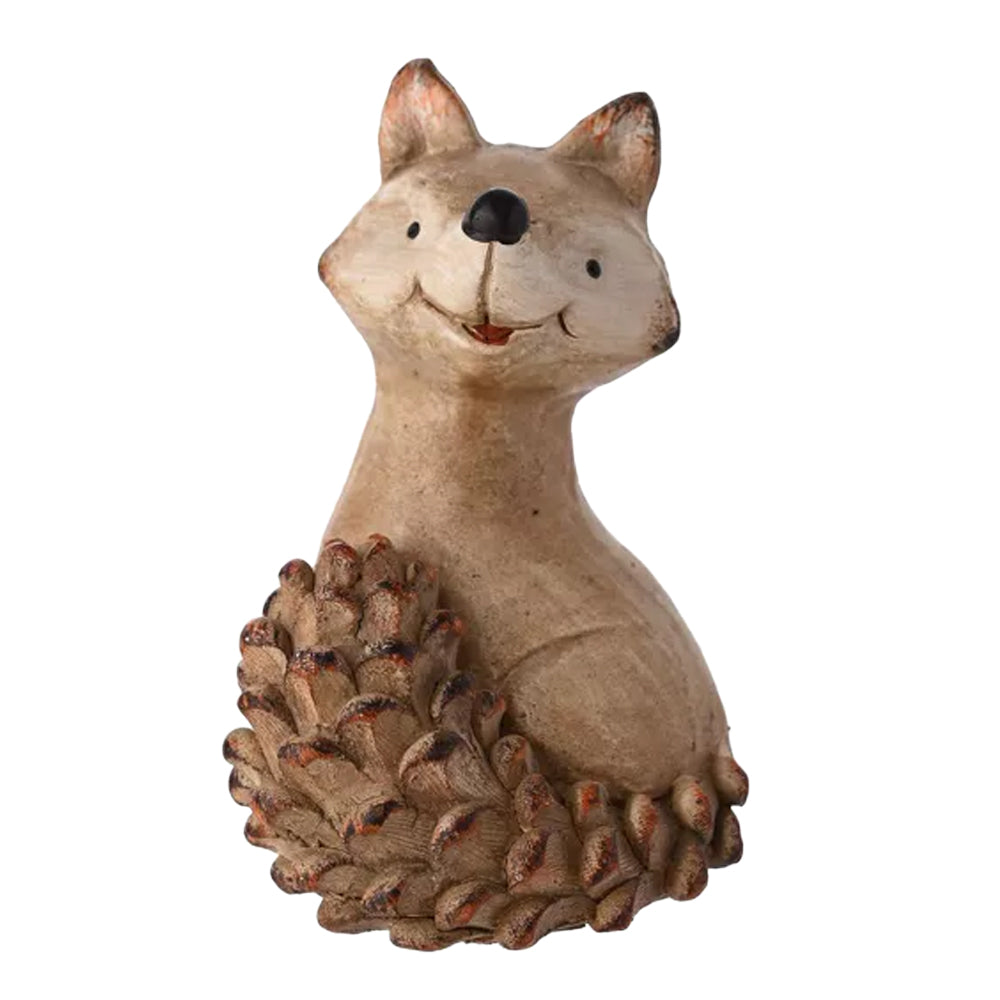 Brown - Front - Country Living Wood Effect Fox Christmas Decoration