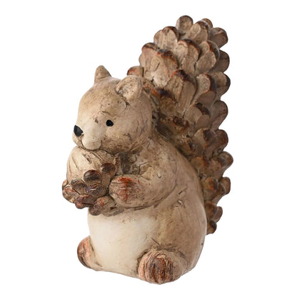Brown - Back - Country Living Wood Effect Squirrel Christmas Decoration