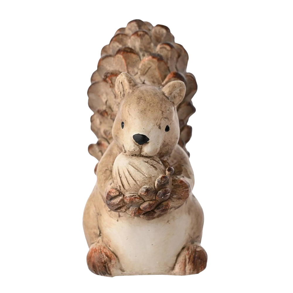 Brown - Front - Country Living Wood Effect Squirrel Christmas Decoration