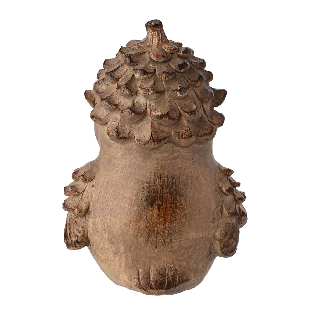 Brown - Back - Country Living Wood Effect Owl Christmas Decoration