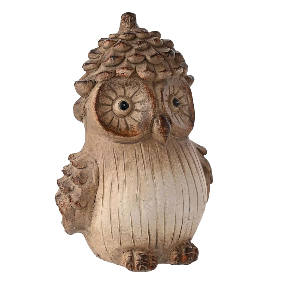 Brown - Side - Country Living Wood Effect Owl Christmas Decoration