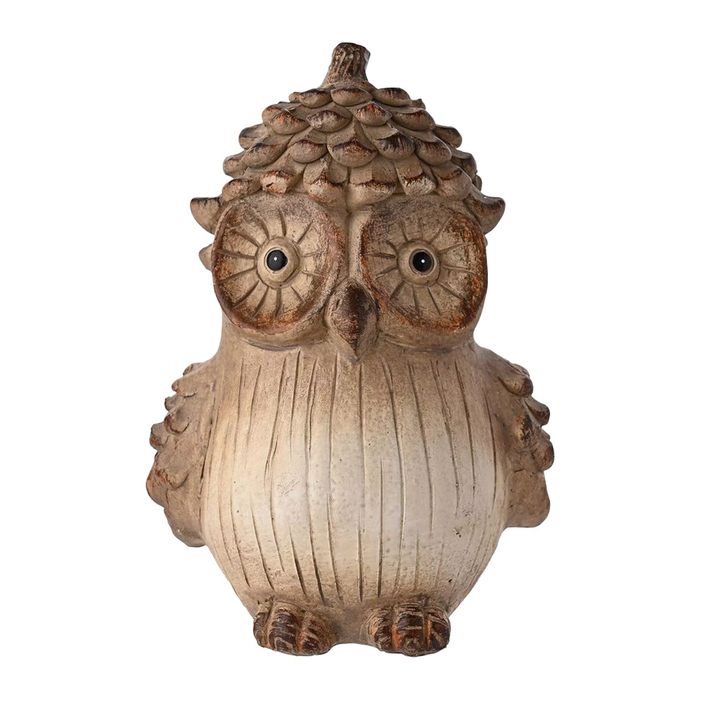 Brown - Front - Country Living Wood Effect Owl Christmas Decoration