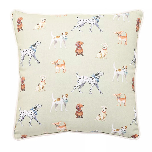 Lime Green - Front - Wildlife Dog Print Filled Cushion