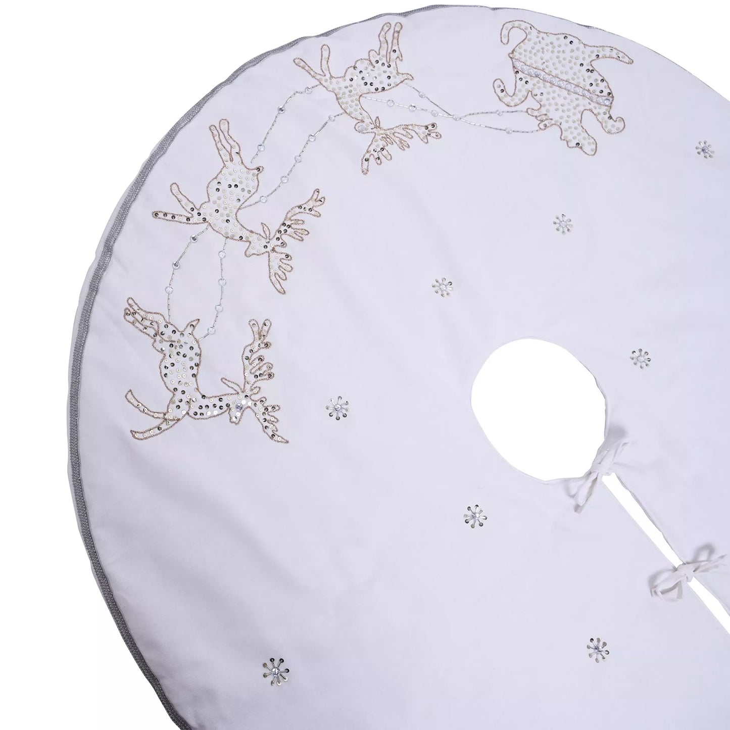 White - Back - The Seasonal Gift Co. Reindeer Christmas Tree Skirt