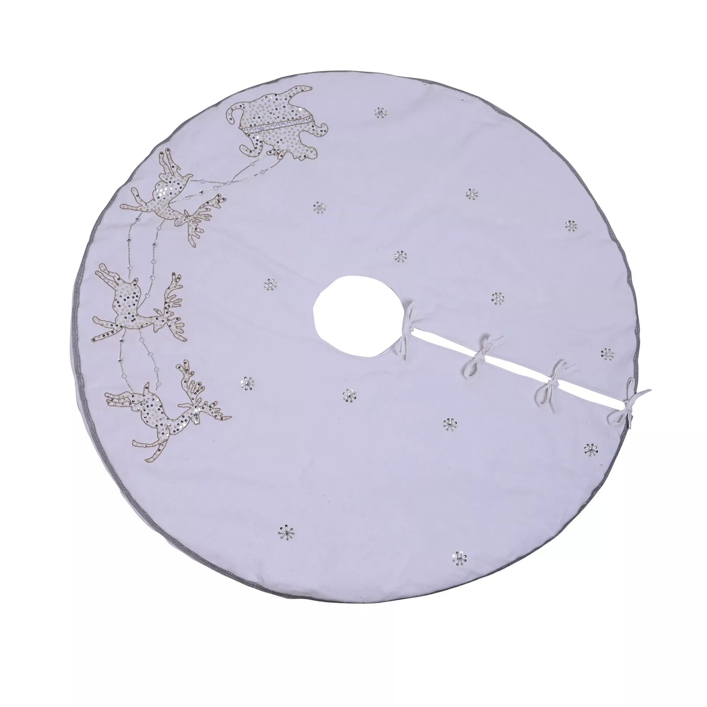 White - Front - The Seasonal Gift Co. Reindeer Christmas Tree Skirt