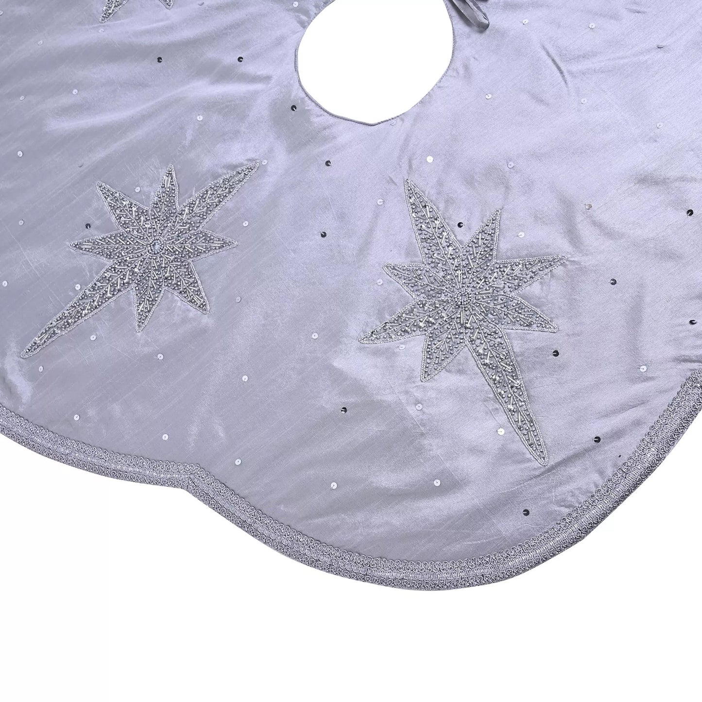 Grey - Back - The Seasonal Gift Co. Star Christmas Tree Skirt