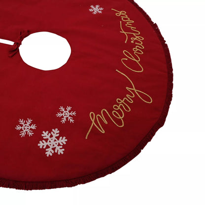 Red - Back - The Seasonal Gift Co. Merry Christmas Snowflake Tree Skirt