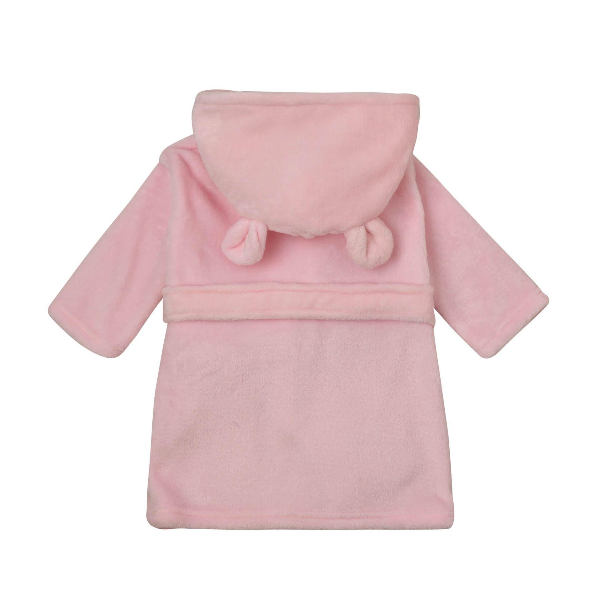 Pink - Side - Bambino Baby's First Dressing Gown - Pink 3-6 Months