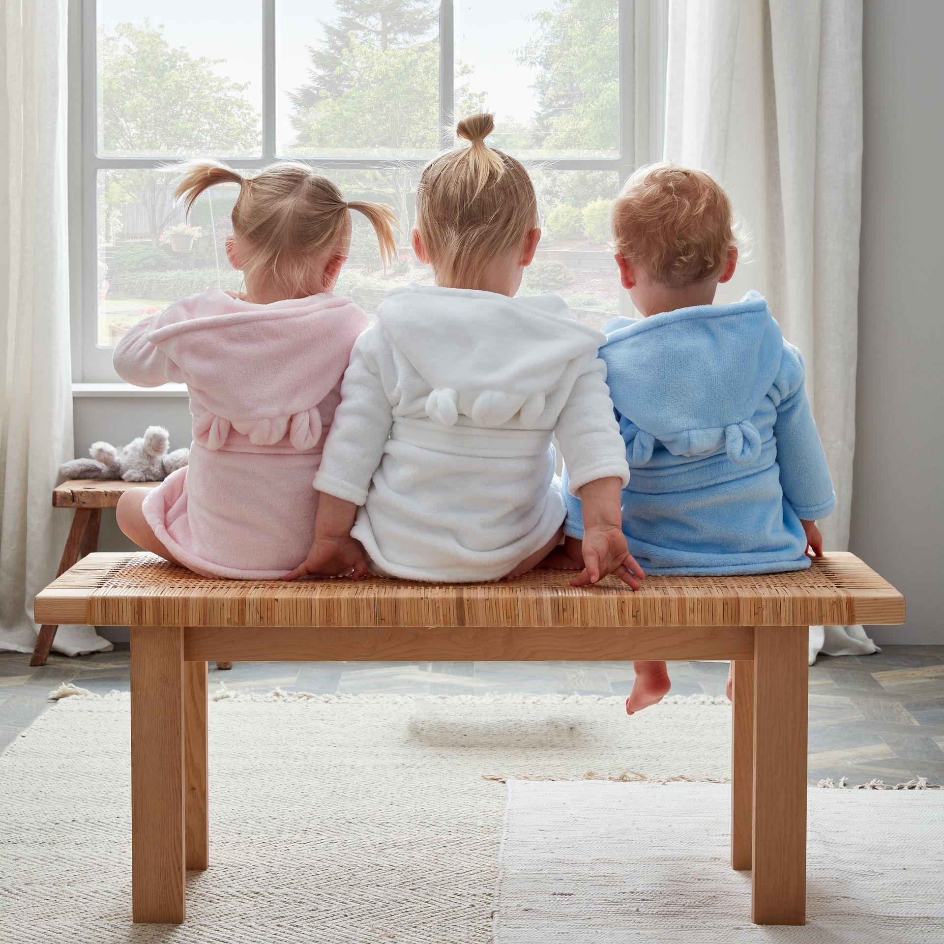 White - Back - Bambino Babys First Dressing Gown - White 3-6 Months