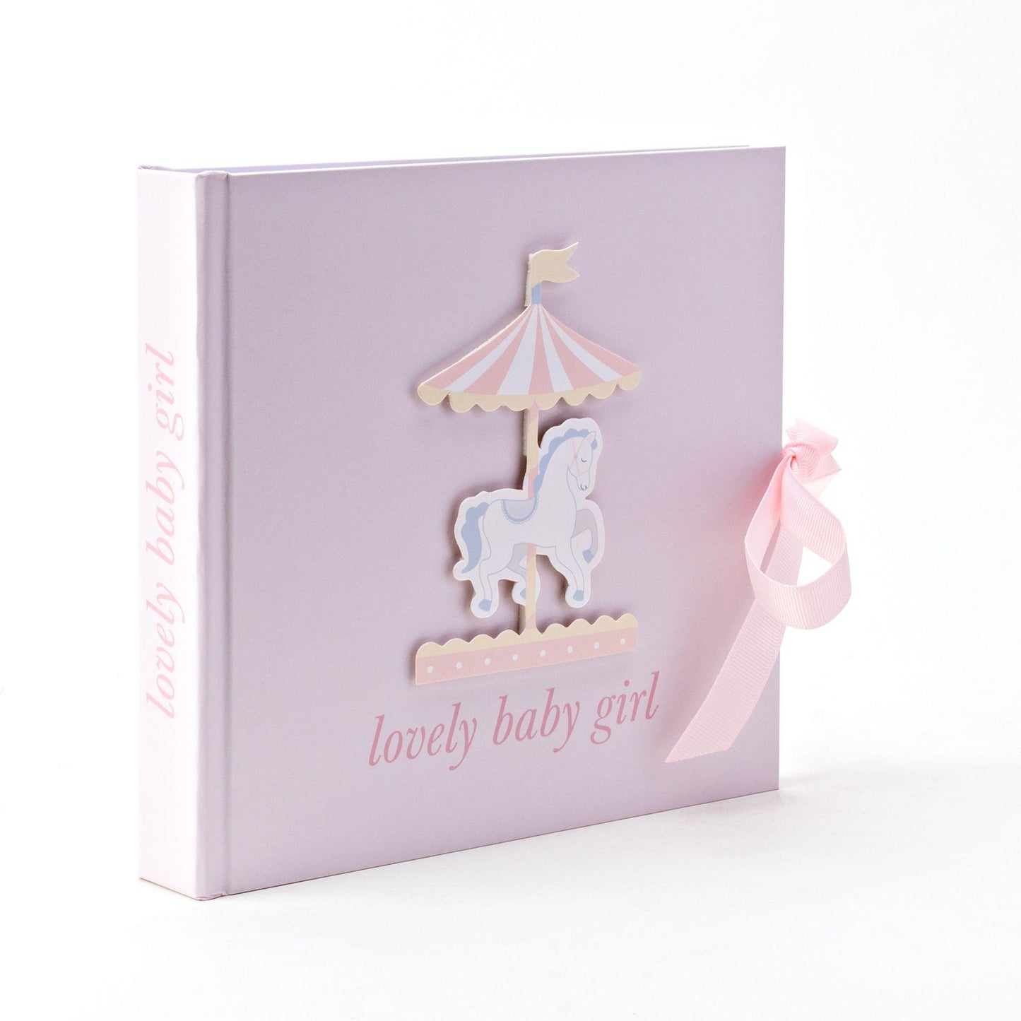 Pink - Back - Hello Baby Photo Album Carousel Design 'Lovely Baby Girl'