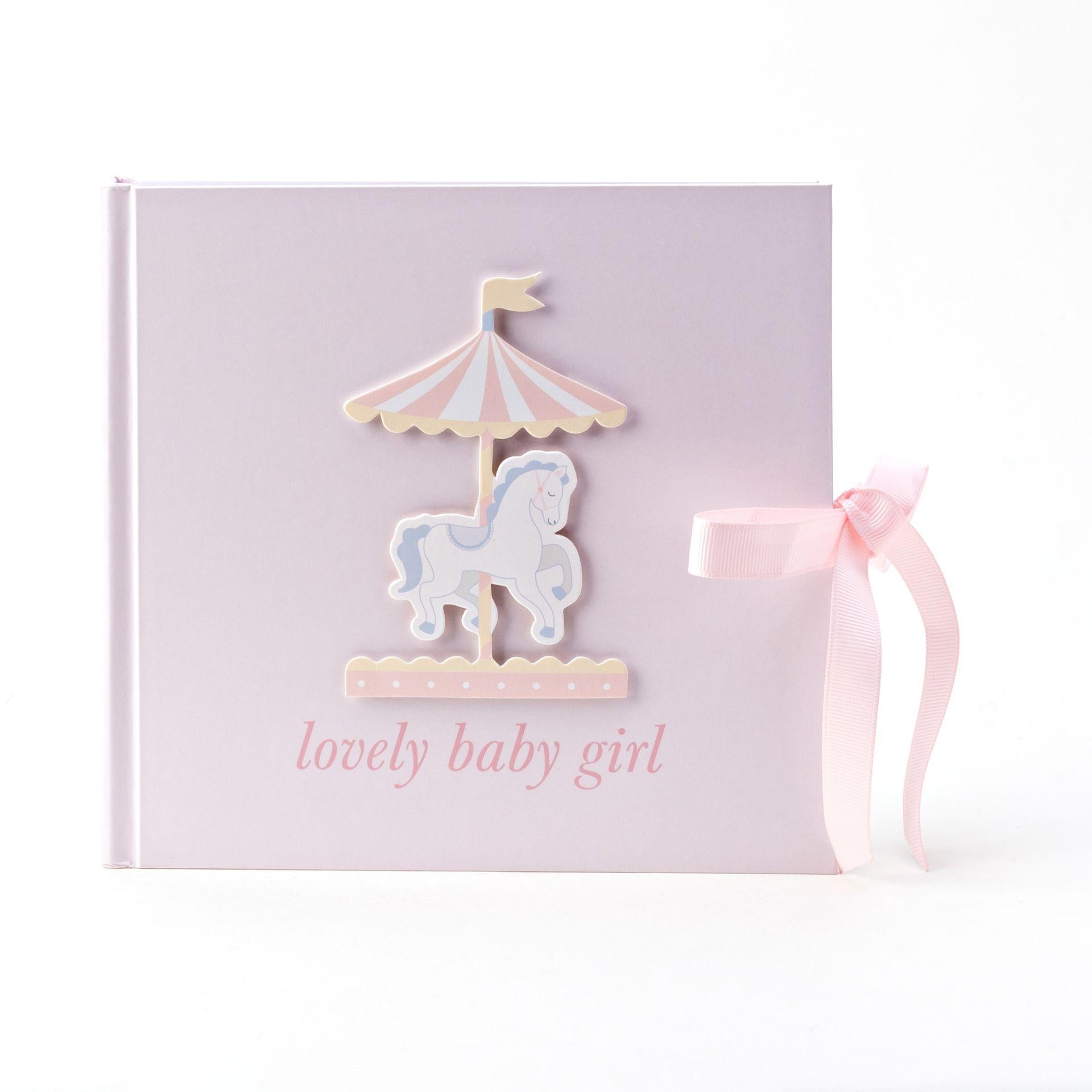 Pink - Front - Hello Baby Photo Album Carousel Design 'Lovely Baby Girl'