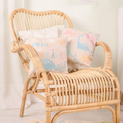 Beige - Front - Petit Cheri Dinosaur Cushion - Brave
