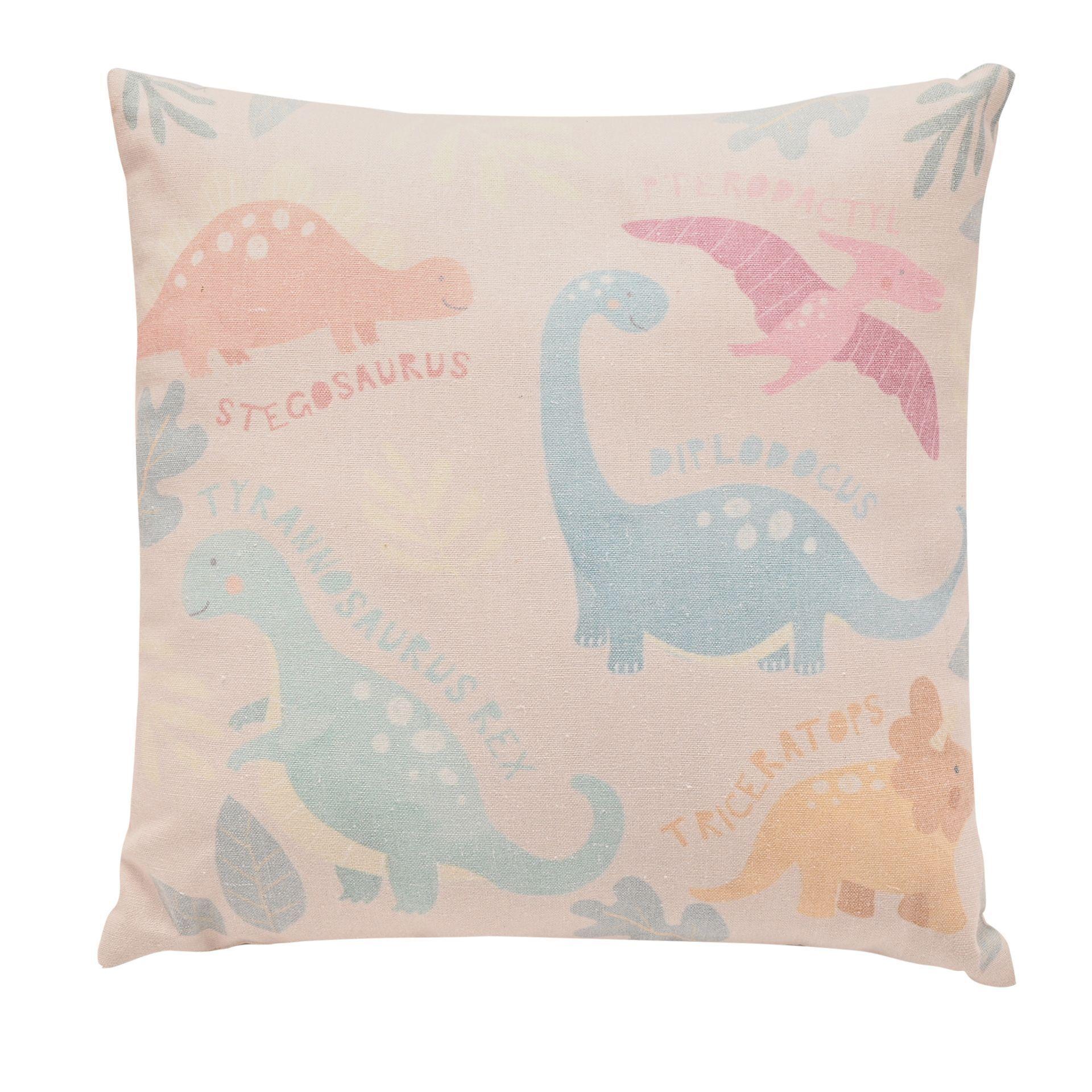 Beige - Back - Petit Cheri Dinosaur Cushion - Names