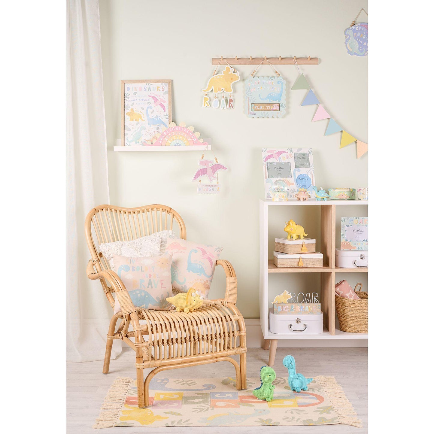 Beige - Lifestyle - Petit Cheri Dinosaur Cushion - Names