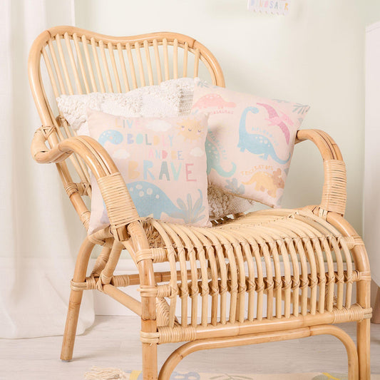 Beige - Front - Petit Cheri Dinosaur Cushion - Names