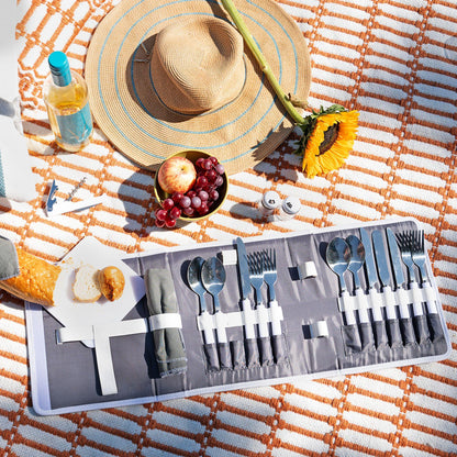 White - Front - Country Living 4-Person Cutlery Picnic set