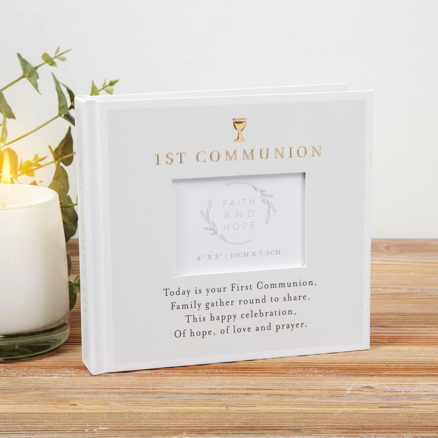 Grey - Front - Faith & Hope First Communion Album Holds 4 x 6 Photos