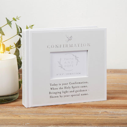 Grey - Front - Faith & Hope Confirmation Album Holds 4 x 6 Photos