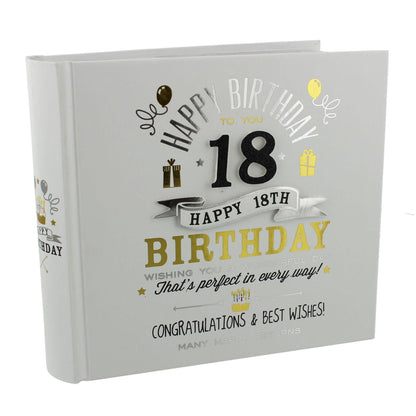White - Front - Signography Birthday Boy Photo Album 4x6 - 18th