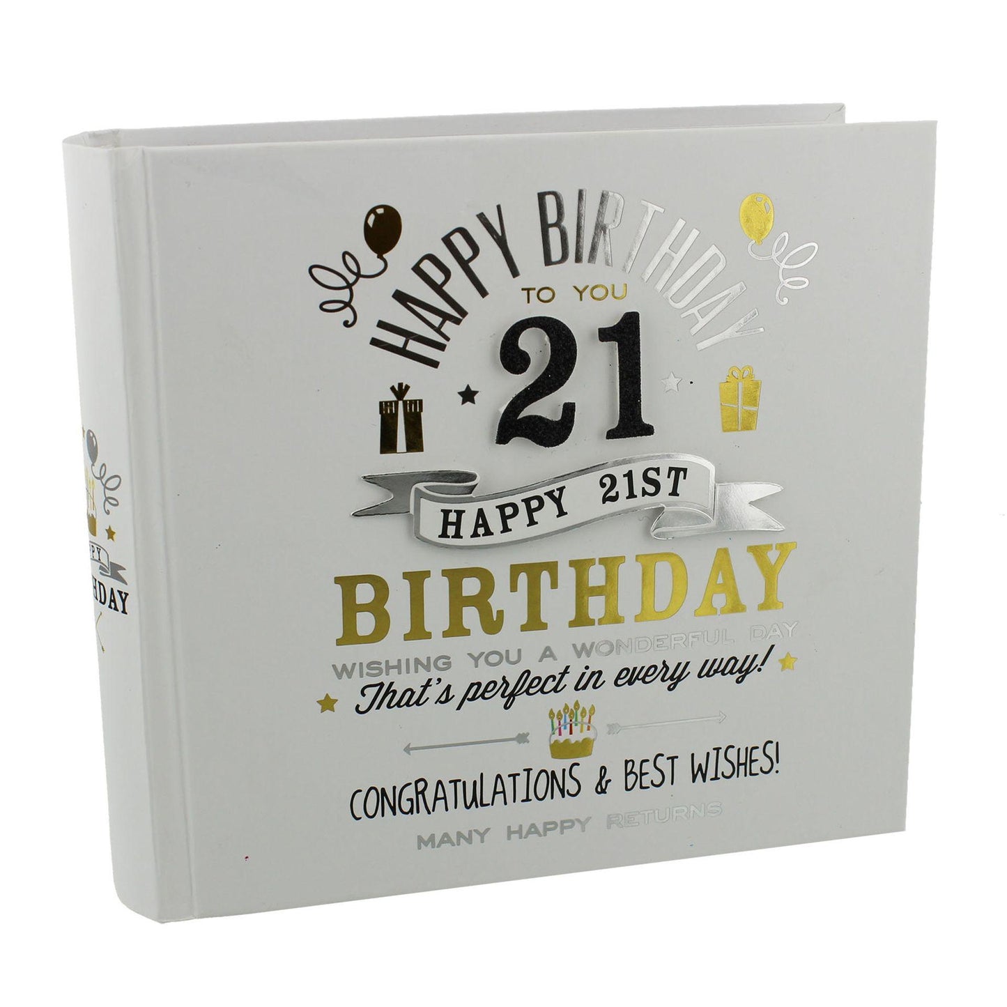 White - Front - Signography Birthday Boy Photo Album 4 x6 - 21st
