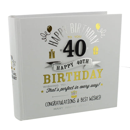 White - Front - Signography Birthday Boy Photo Album 4 x6 - 40th