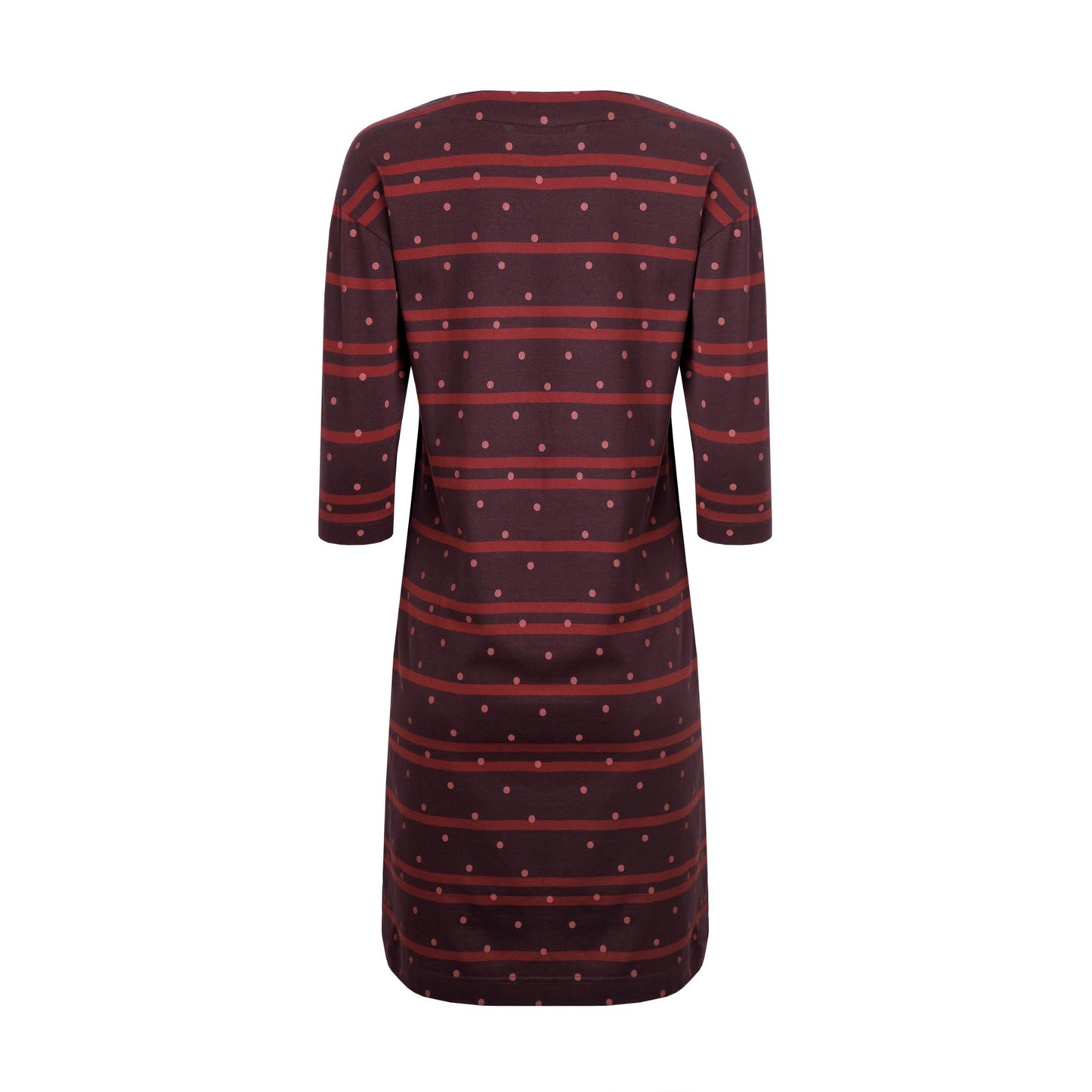 Mulled Wine - Back - Weird Fish Womens-Ladies Amria Striped Organic Cotton Square Neck Dress