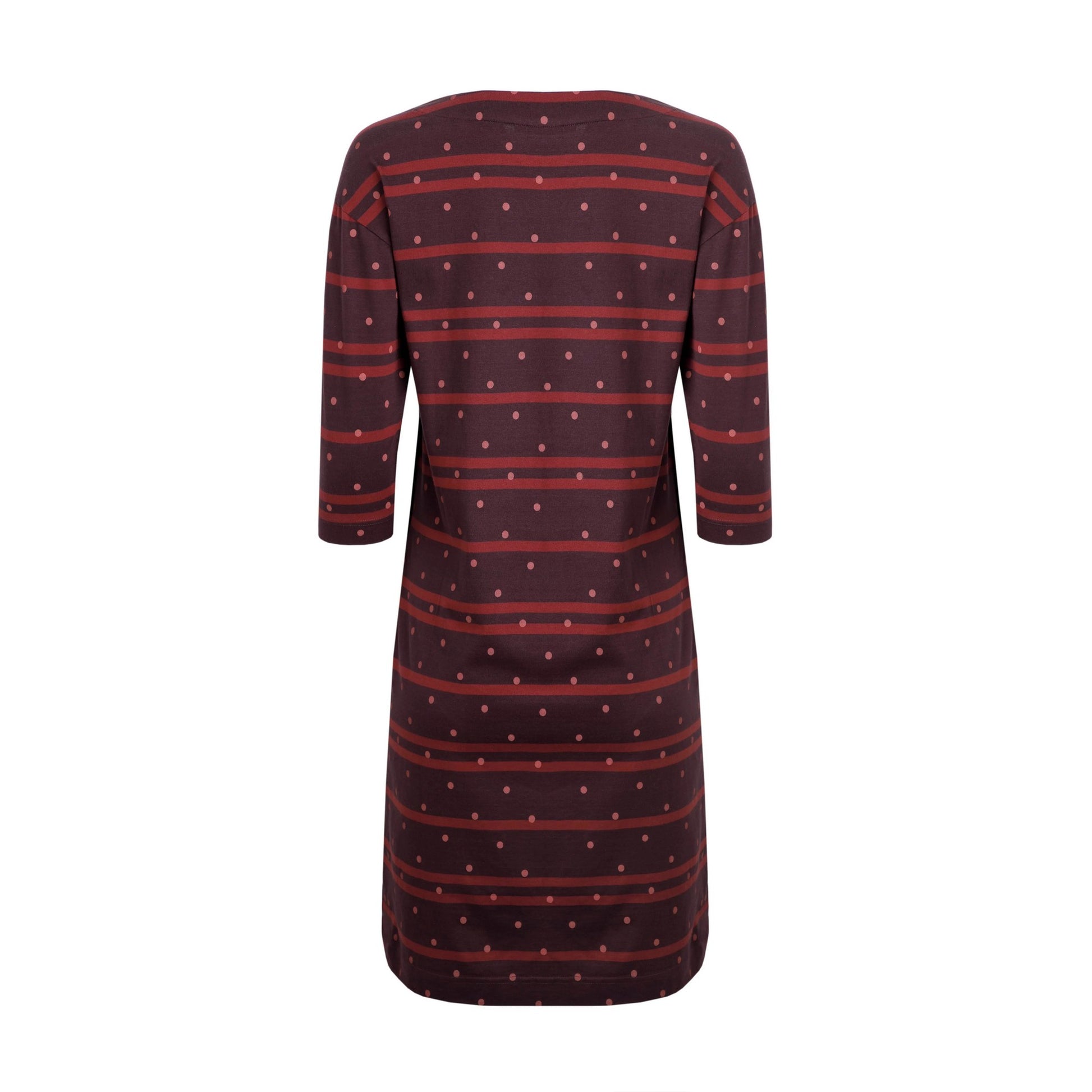 Mulled Wine - Back - Weird Fish Womens-Ladies Amria Striped Organic Cotton Square Neck Dress