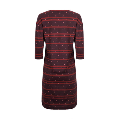 Mulled Wine - Back - Weird Fish Womens-Ladies Amria Striped Organic Cotton Square Neck Dress