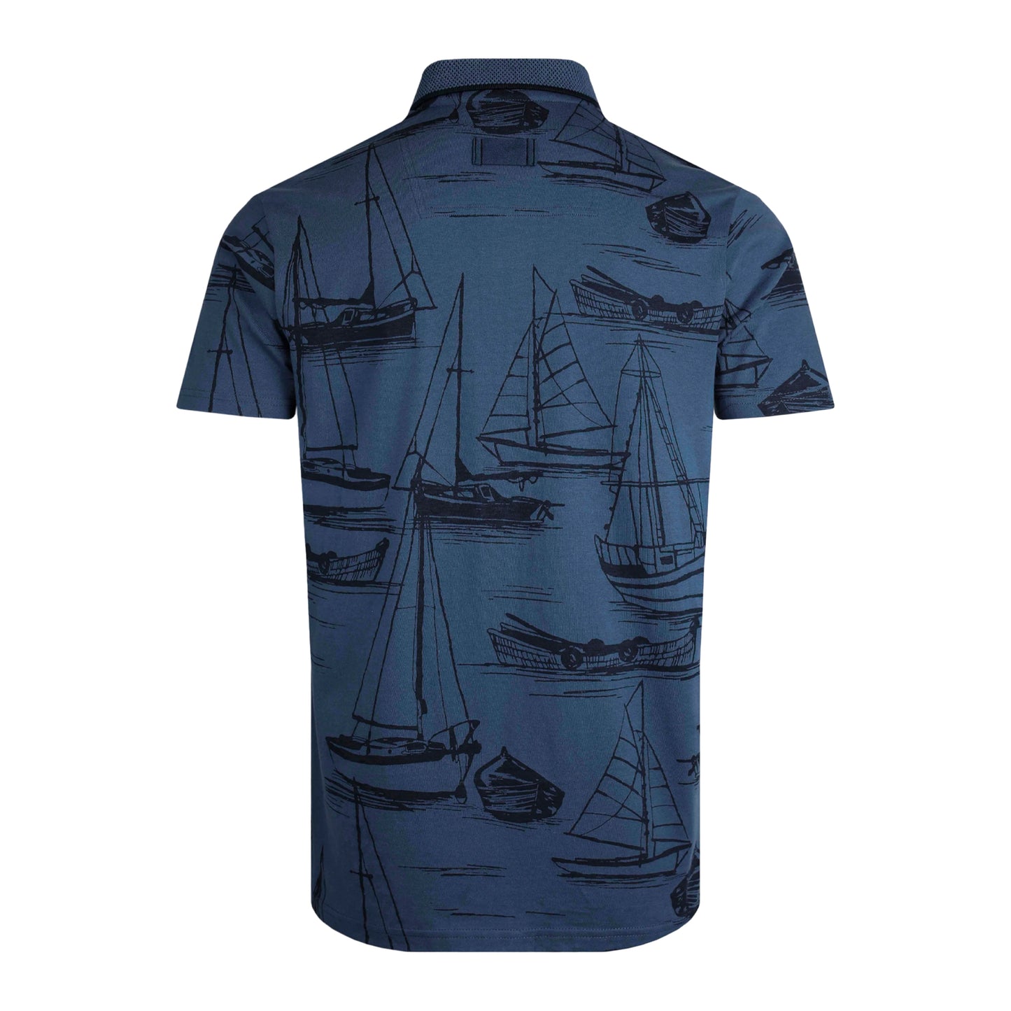 Ensign Blue - Back - Weird Fish Mens Sarat Sailboat Organic Cotton Polo Shirt