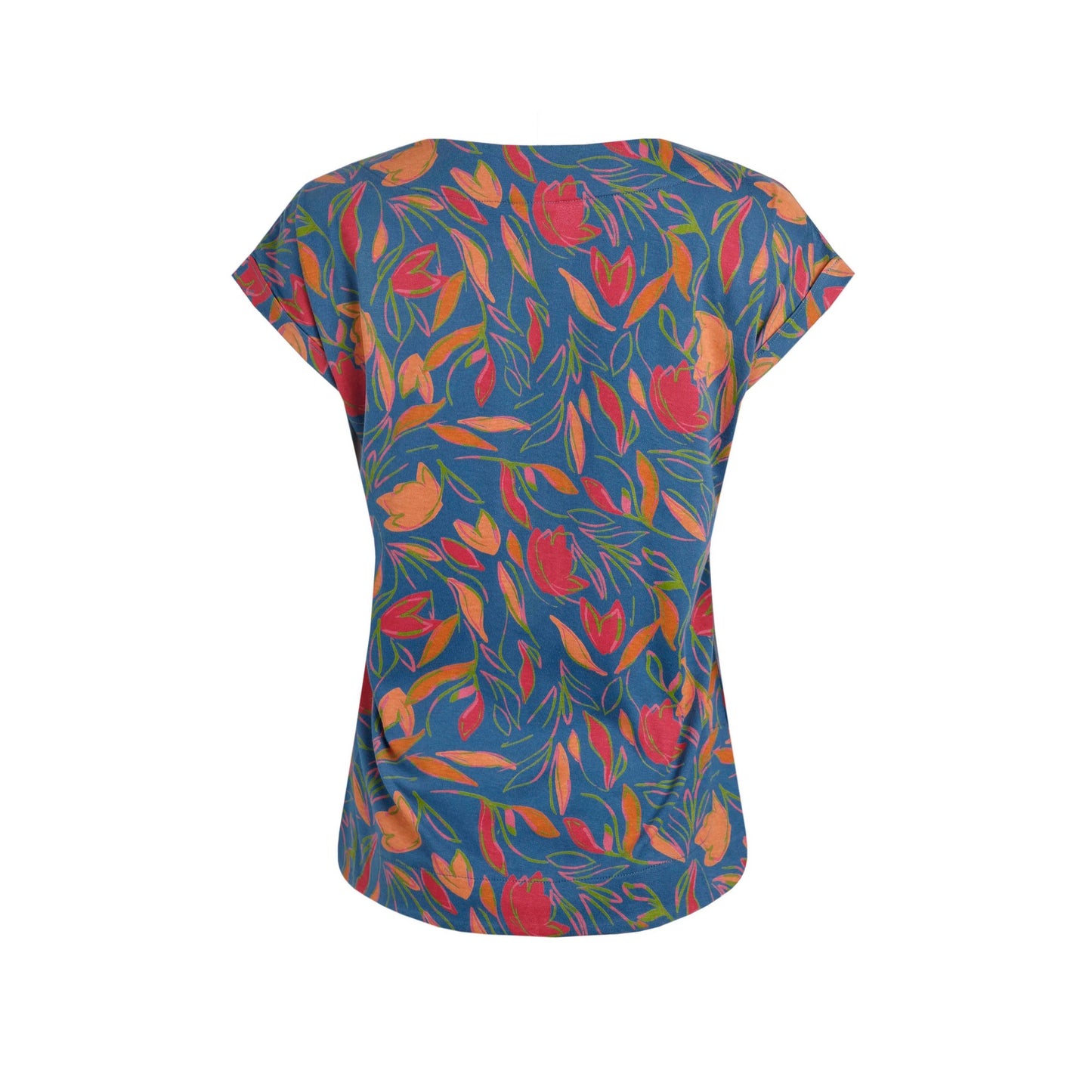 Ensign Blue - Back - Weird Fish Womens-Ladies Paw Paw Floral Jersey Organic Top