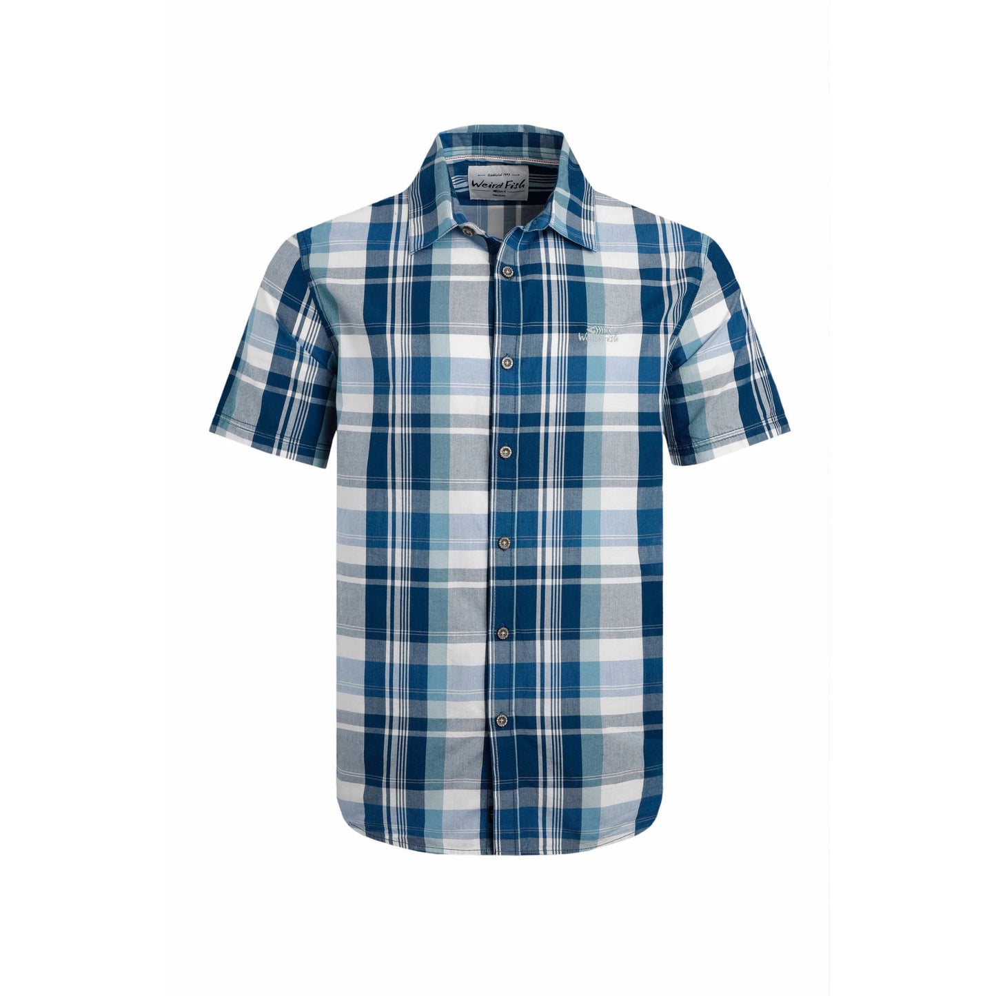 Blue - Front - Weird Fish Mens Judd Checked Organic Cotton Short-Sleeved Shirt
