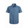 Ensign Blue - Front - Weird Fish Mens Judd Checked Organic Cotton Short-Sleeved Shirt