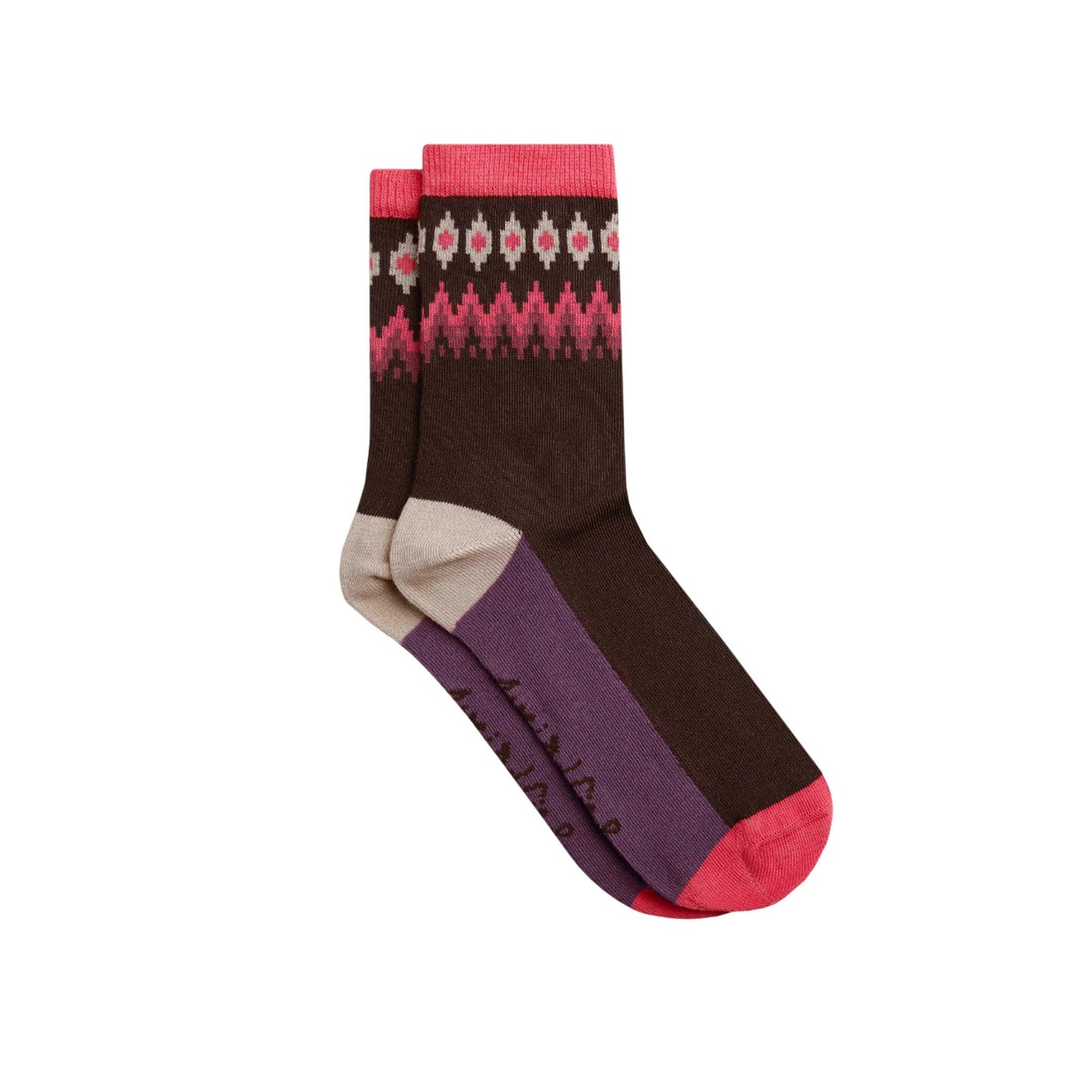 Brick Orange - Side - Weird Fish Womens-Ladies Parade Patterned Socks (Pack of 3)