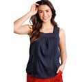 Navy - Lifestyle - Weird Fish Womens-Ladies Chelle Organic Cotton Square Neck Vest Top