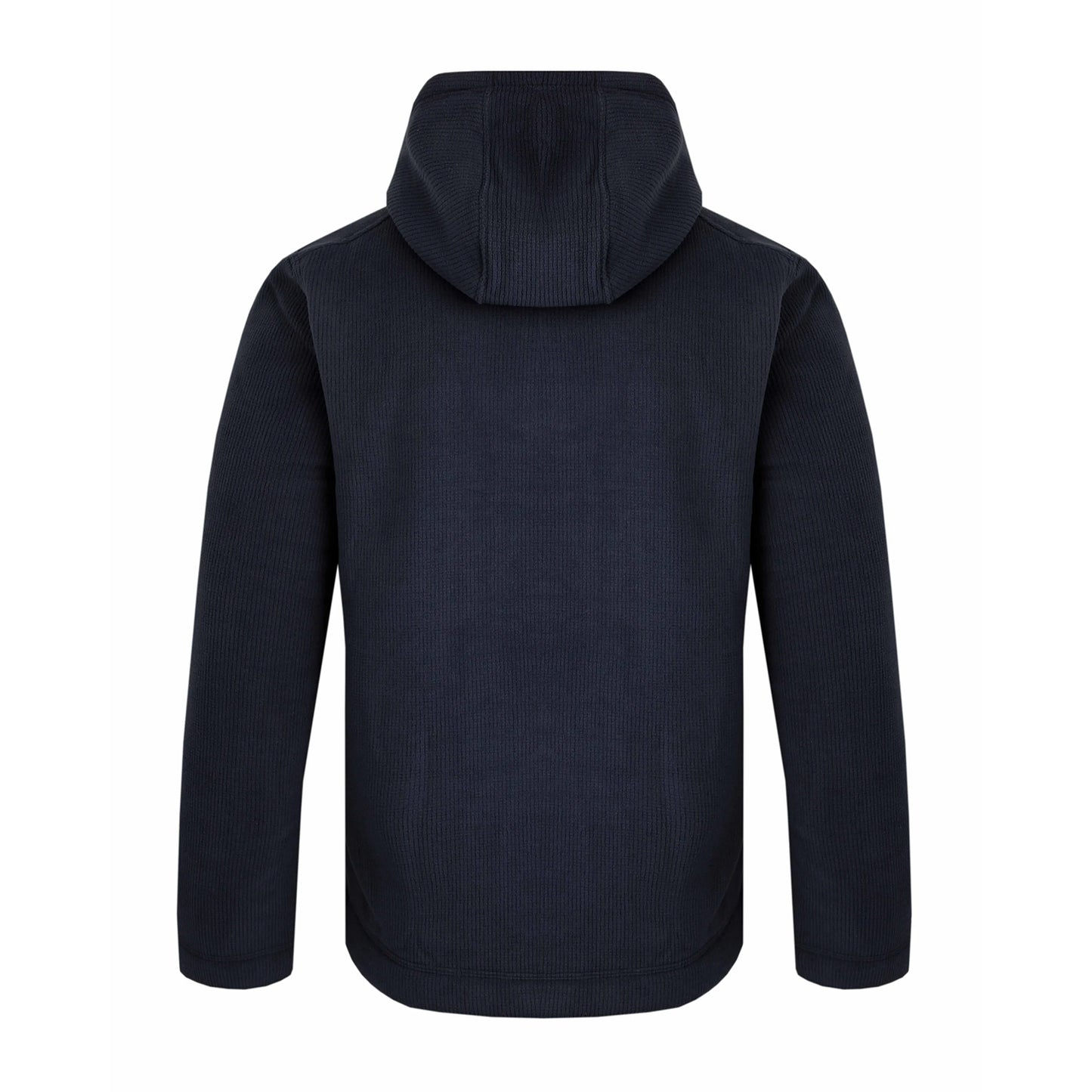 Navy - Back - Weird Fish Mens Inglewood Grid Fleece Button Neck Hoodie