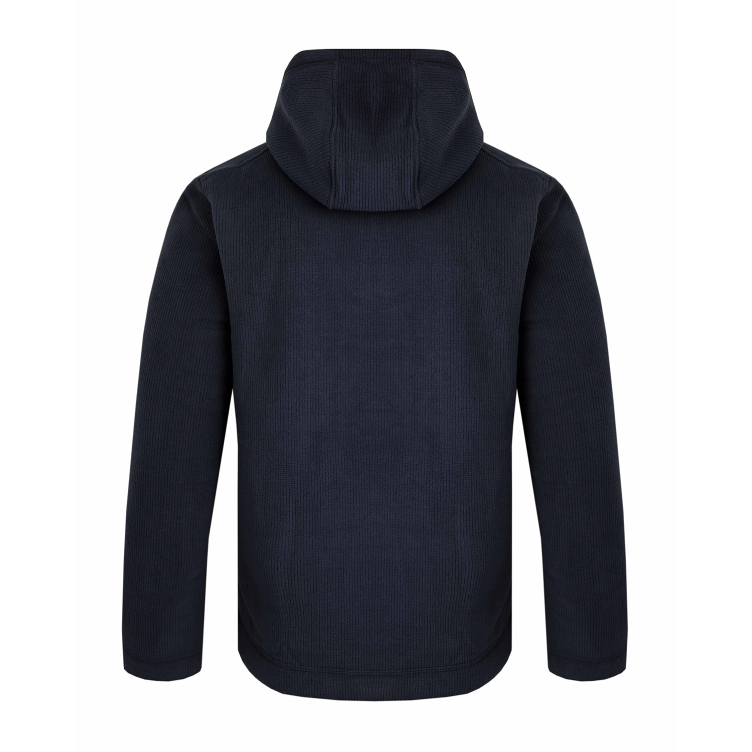 Navy - Back - Weird Fish Mens Inglewood Grid Fleece Button Neck Hoodie