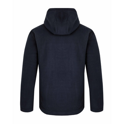 Navy - Back - Weird Fish Mens Inglewood Grid Fleece Button Neck Hoodie