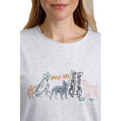 Grey Marl - Side - Weird Fish Womens-Ladies Doggie Day Printed Slub Organic T-Shirt